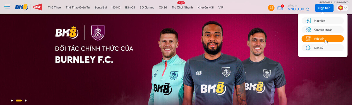 Bước 1: Đăng nhập tài khoản BK8