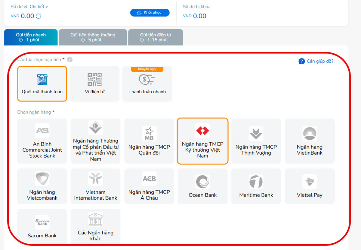 Bước 2: Chọn phương thức thanh toán