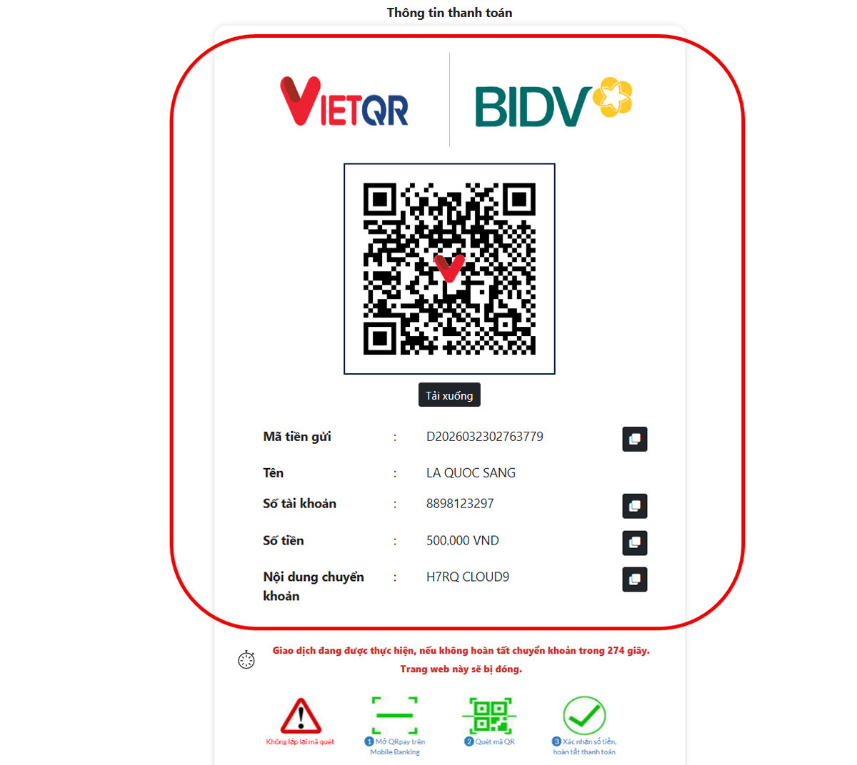 Bước 4: Xác nhận và hoàn tất giao dịch